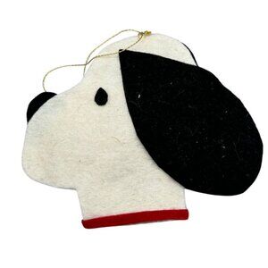 Christmas dog tree felt ornament black white handmade 4.75" READ